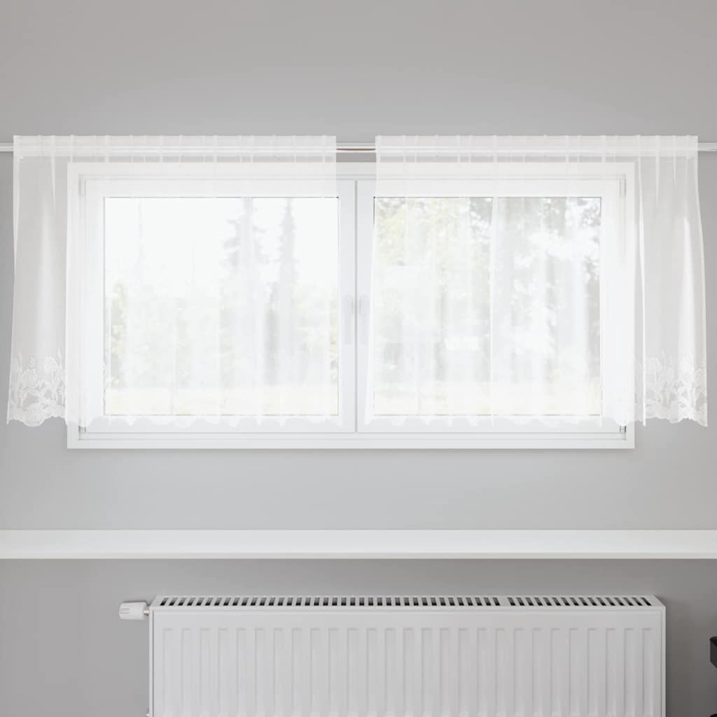 Lace Curtain with Curtains White 200x80cm Polyester